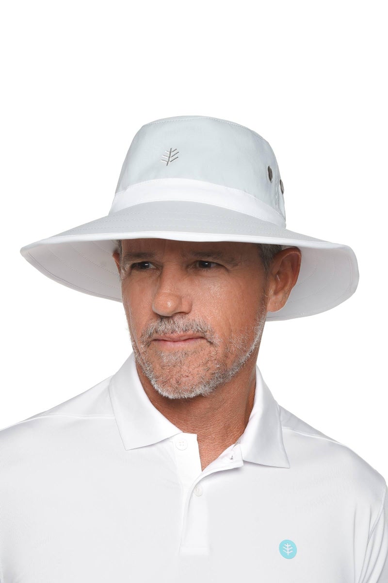 Coolibar Wide Brim Golf Hat - UPF 50+ Sun Protection - Matchplay in Silver/White - Image 1